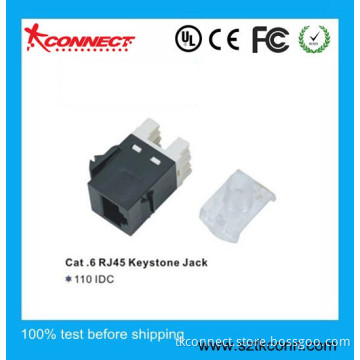 180 Degree Black RJ45 AMP CAT6 Keystone Jack